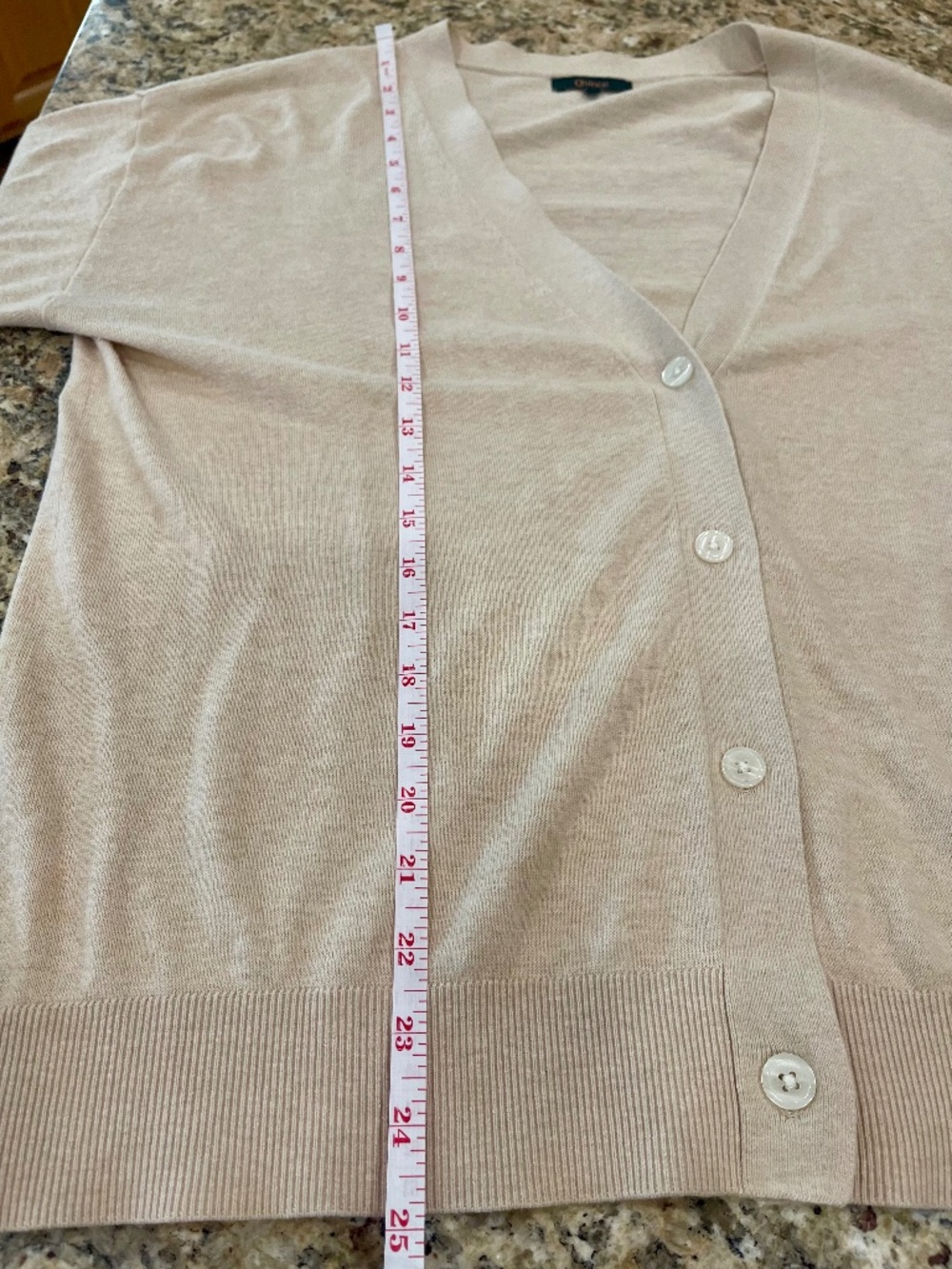 Quince Lightweight Cotton Cashmere Cardigan Button V-Neck Heather Oatmeal L - Picture 5 of 8